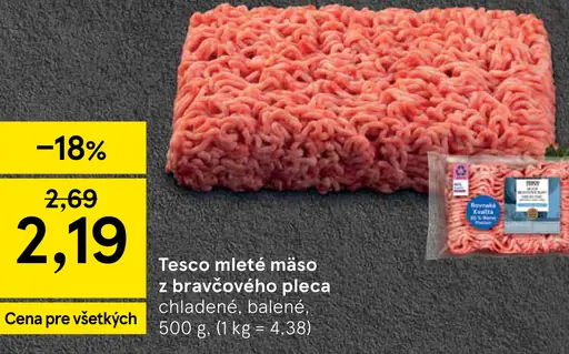 Tesco mleté mäso z bravčového pleca