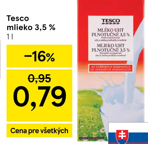 Tesco mlieko 1,5 %