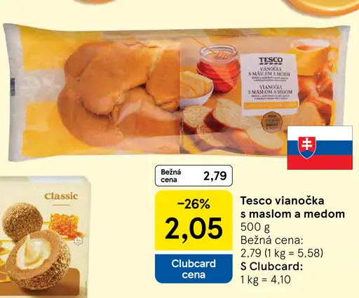 Tesco vianočka s maslom a medom