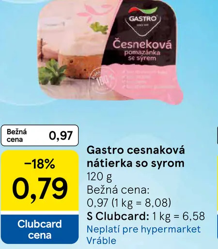Gastro cesnaková nátierka so syrom