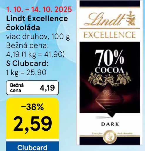 Lindt Excellence čokoláda