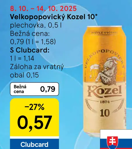 Velkopopovický Kozel plechovka