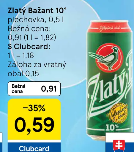 Zlatý Bažant Pivo plechovka