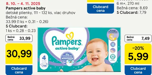 Pampers active baby plienky