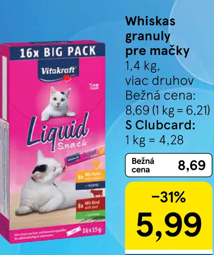 Whiskas granuly pre mačky