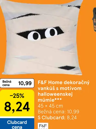 F&F Home dekoračný vankúš s motívom halloweenskej múmie