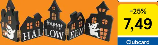 Drevená skladacia dekorácia s nápisom Happy Halloween