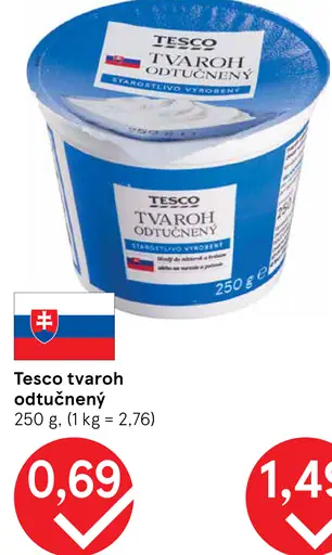 Tesco tvaroh odtučnený