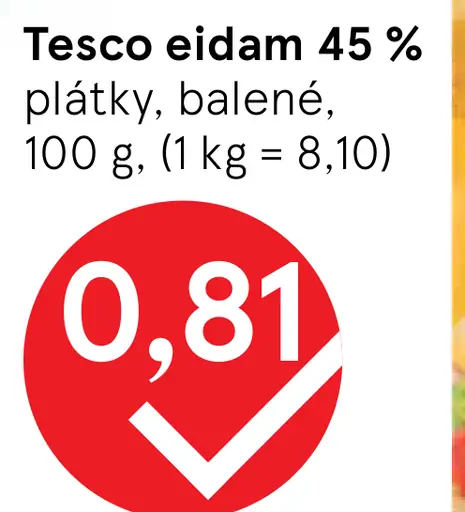 Tesco eidam 45 % plátky