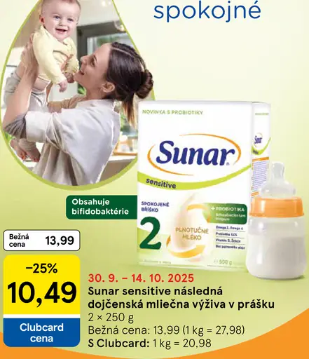 Sunar Sensitive nasledujúca dojčenská mliečna výživa v prášku