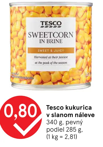 Tesco kukurica v slanom náleve