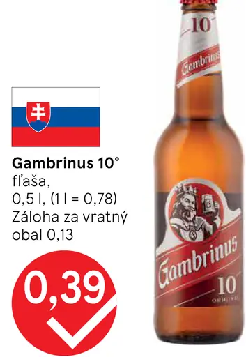 Gambrinus 10° plechovka