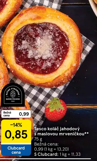 Tesco koláč jahodový s maslovou mrveničkou