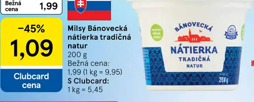 Milsy Bánovecká nátierka tradičná natur