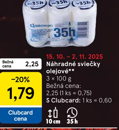 Náhradné sviečky olejové