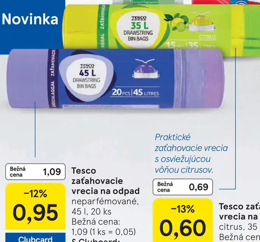 Tesco zaťahovacie vrecia na odpad citrus