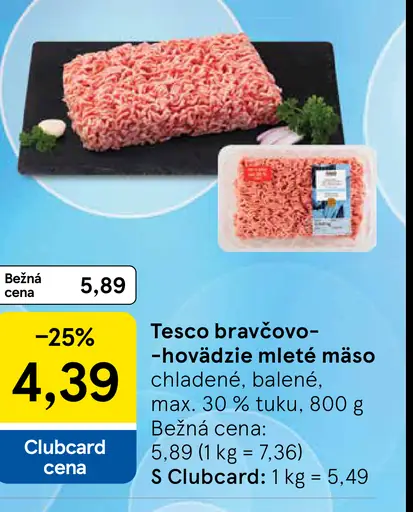 Tesco bravčovo-hovädzie mleté mäso