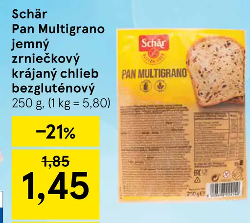 Schär Pan Multigrano jemný zrniečkový krájaný chlieb bezgluténový