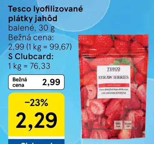 Tesco lyofilizované plátky jahôd