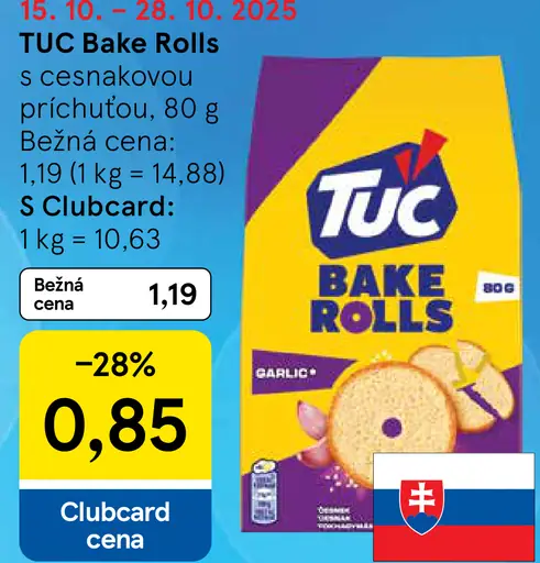 TUC Bake Rolls s cesnakovou príchuťou