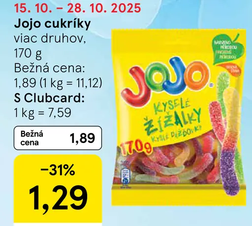 Jojo cukríky viac druhov