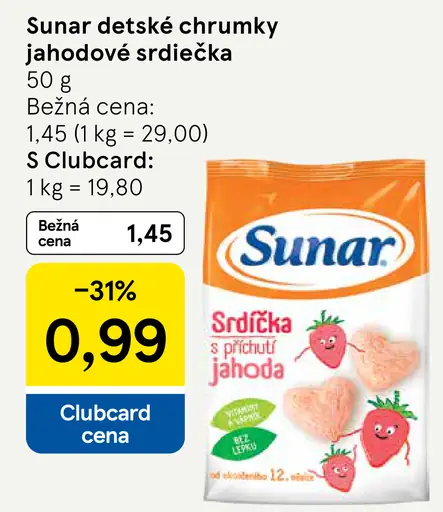 Sunar detské chrumky jahodové srdiečka