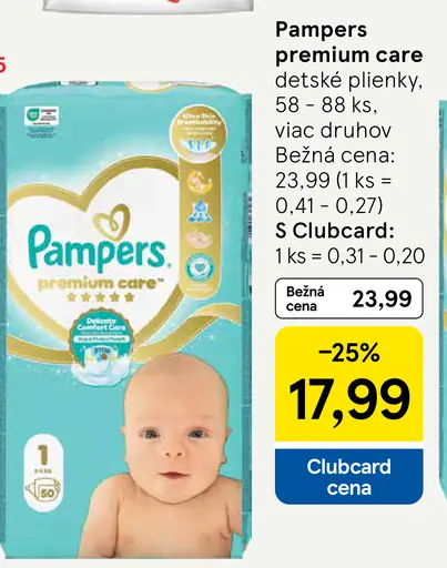 Pampers premium care detské plienky