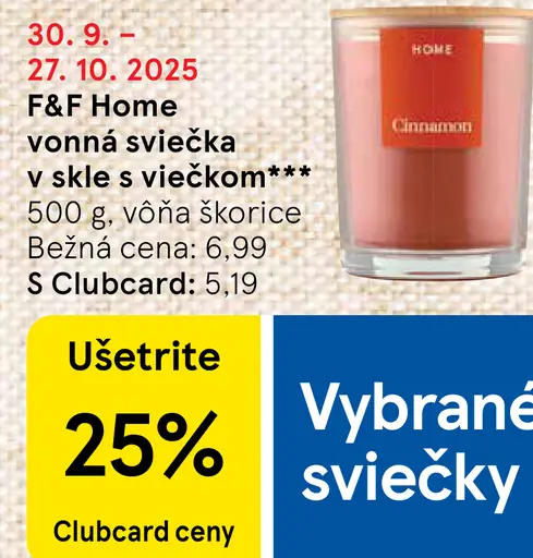 F&F Home vonná sviečka v skle s viečkom