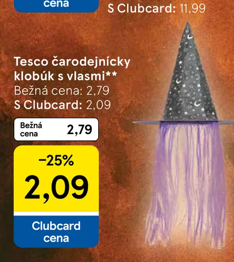 Tesco čarodejnícky klobúk s vlasmi