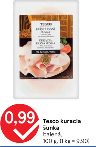 Tesco kuracia šunka balená
