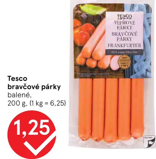 Tesco bravčové párky