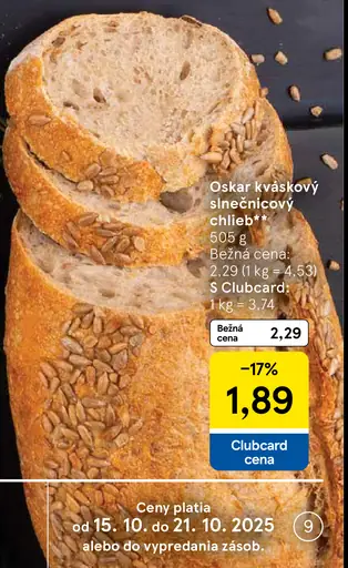 Oskar kváskový slnečnicový chlieb