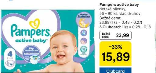 Pampers active baby plienky