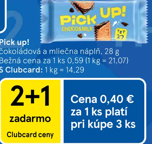 Pick up! čokoládová a mliečna náplň