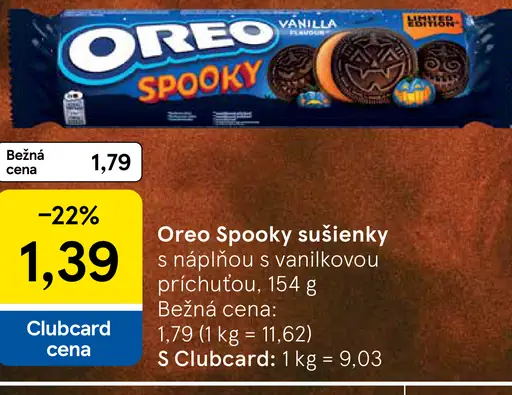 Oreo Spooky sušienky s náplňou s vanilkovou príchuťou