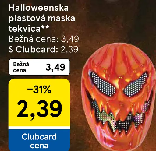 Halloween plastová maska tekvica