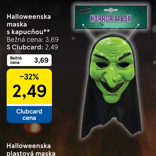 Halloween maska s kapucňou