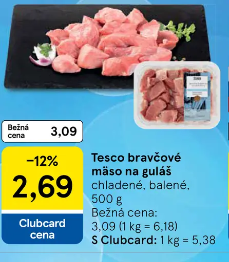 Tesco bravčové mäso na guláš