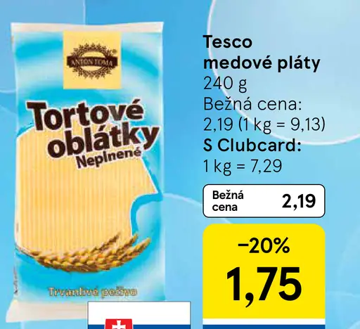 Tesco medové pláty