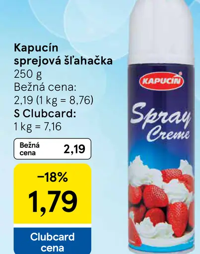 Kapucín sprejová šľahačka