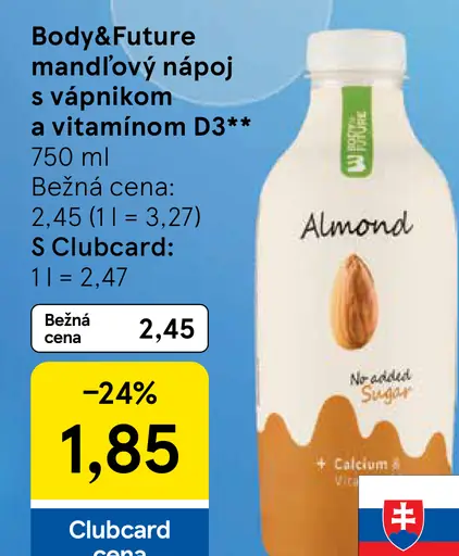 Body&Future mandľový nápoj s vápnikom a vitamínom D3
