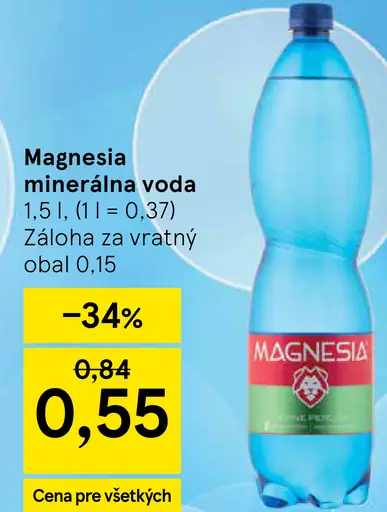 Magnesia Prírodná minerálna voda neperlivá