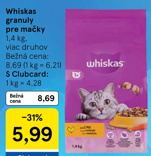 Whiskas granuly pre mačky