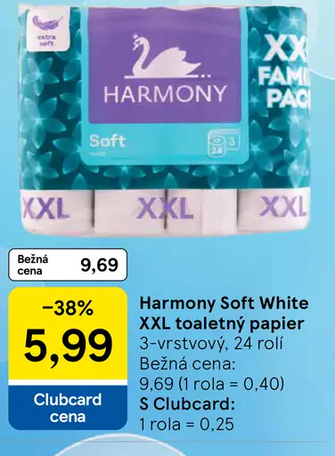 Harmony Soft White XXL toaletný papier 3 vrstvy