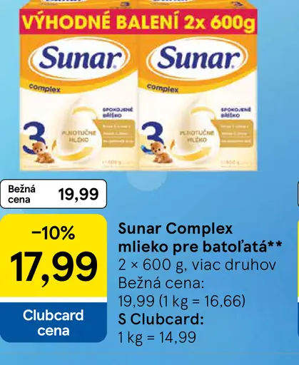 Sunar Complex mlieko pre batoľatá