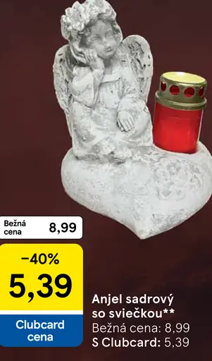 Anjel sadrový so sviečkou