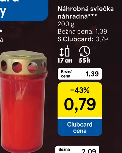 Náhrobná sviečka náhradná