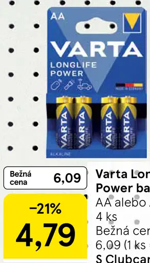 Varta Longlife Power batérie AA