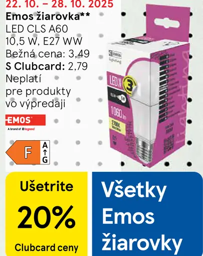 Emos žiarovka LED CLS A60 10.5 W, E27 WW