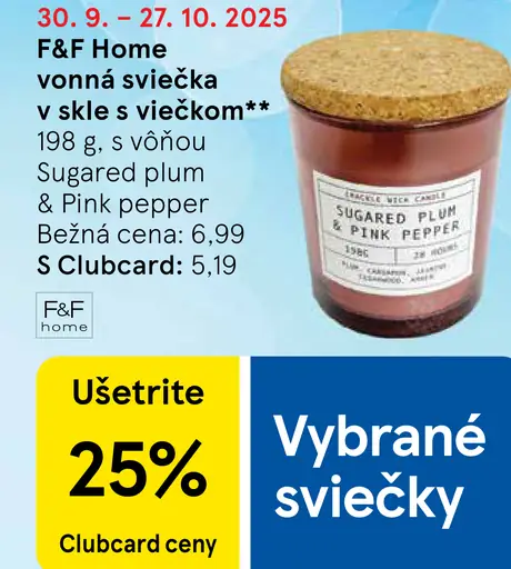 F&F Home vonná sviečka v skle s viečkom